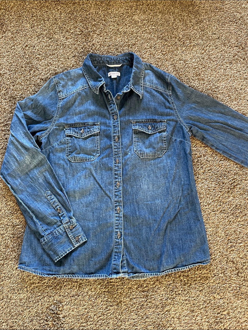 Merona Denim Button-Down Shirt in Blue